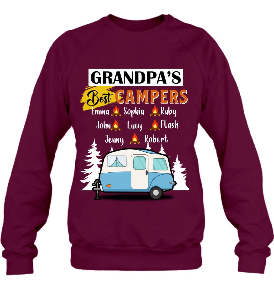 Personalized Grandpa's Best Campers Shirt/Pullover Hoodie - Up to 8 Kids - Gift Idea For Grandpa/Camping Lover