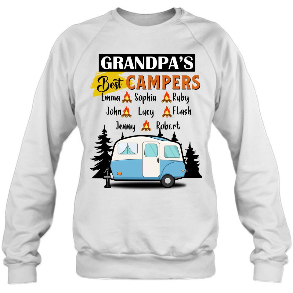 Personalized Grandpa's Best Campers Shirt/Pullover Hoodie - Up to 8 Kids - Gift Idea For Grandpa/Camping Lover