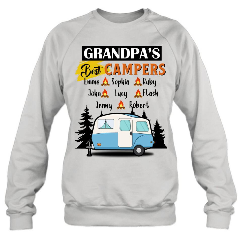 Personalized Grandpa's Best Campers Shirt/Pullover Hoodie - Up to 8 Kids - Gift Idea For Grandpa/Camping Lover