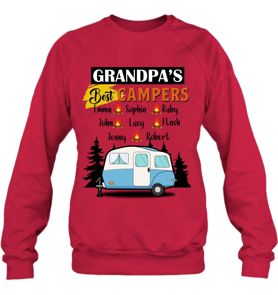 Personalized Grandpa's Best Campers Shirt/Pullover Hoodie - Up to 8 Kids - Gift Idea For Grandpa/Camping Lover