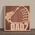 Personalized Hooked On Dad Square 3-Layered Wooden Art - Father's Day Gift