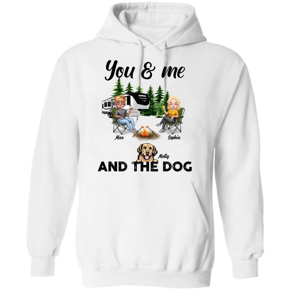 Personalized Camping Couple With Dog Shirt/Pullover Hoodie - Up to 4 Dogs - Gift Idea For Camping Lover