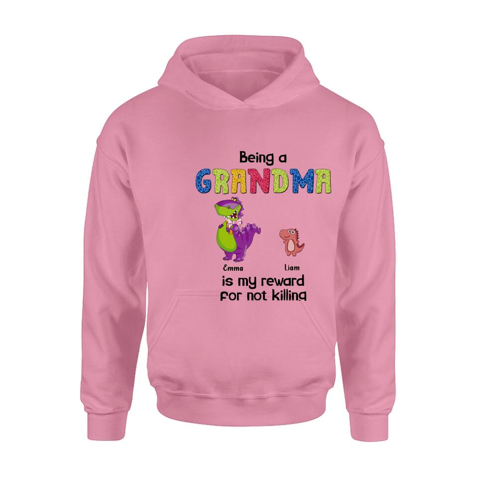 Personalized Grandma Dinosaur Shirt/Hoodie - Up to 6 Grandkids - Gift Idea For Grandma/Mother's Day - I Never Dreamed I'd Be This Crazy Grandma With The Cutest Grandkids Ever