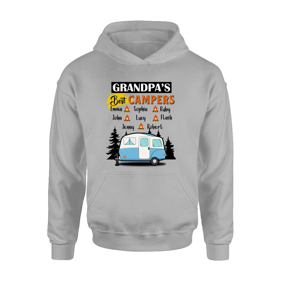 Personalized Grandpa's Best Campers Shirt/Pullover Hoodie - Up to 8 Kids - Gift Idea For Grandpa/Camping Lover