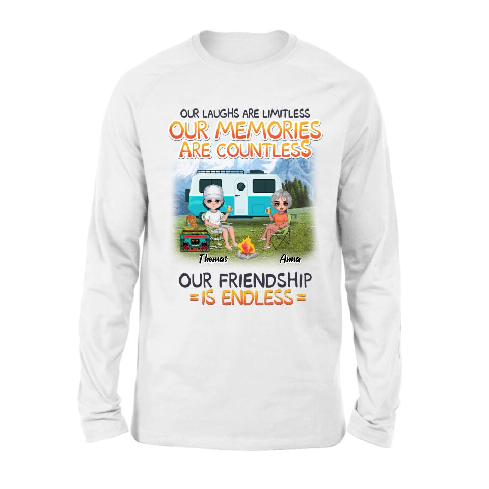 Personalized Mountain Camping Friends Shirt/Pullover Hoodie - Up to 8 People - Best Gift For Camping Lovers - We're More Than Just Camping Friends