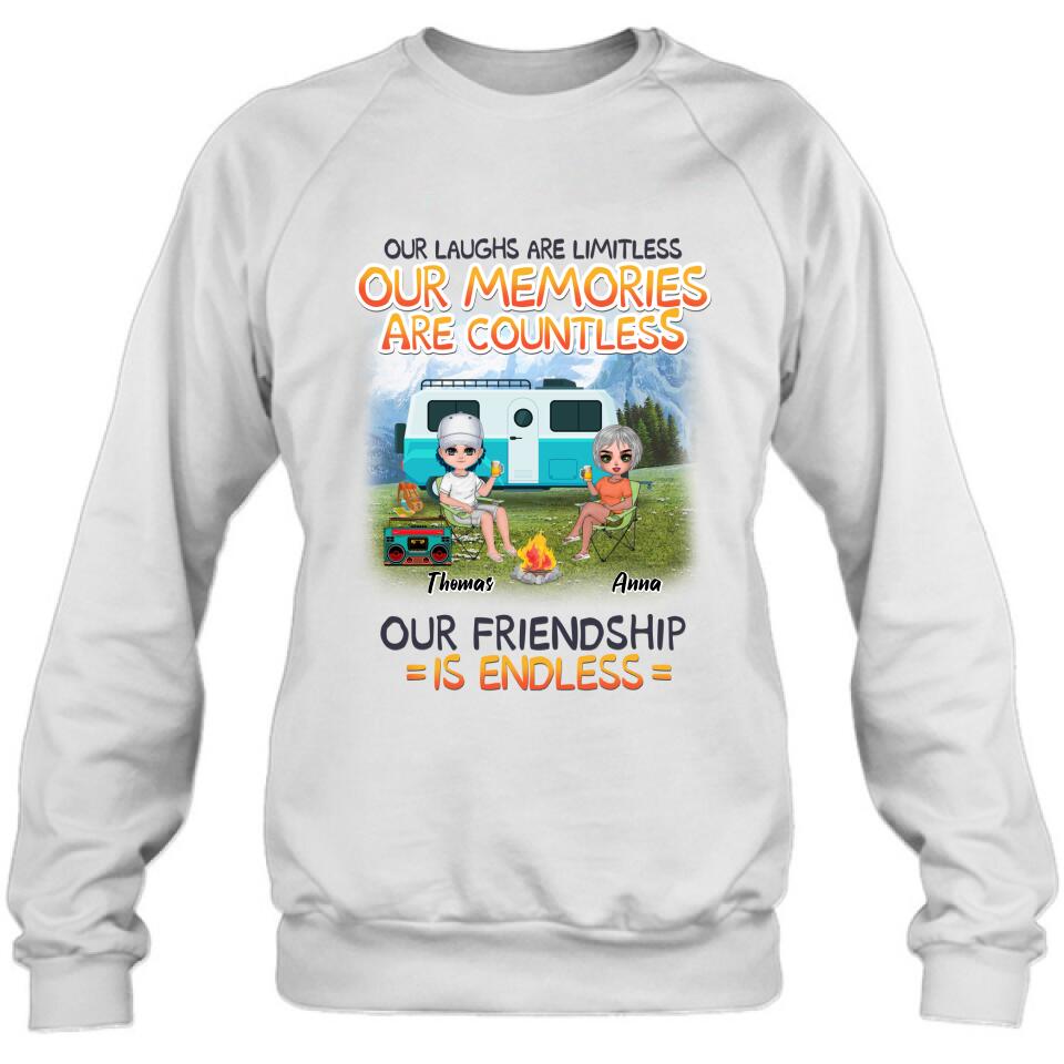 Personalized Mountain Camping Friends Shirt/Pullover Hoodie - Up to 8 People - Best Gift For Camping Lovers - We're More Than Just Camping Friends