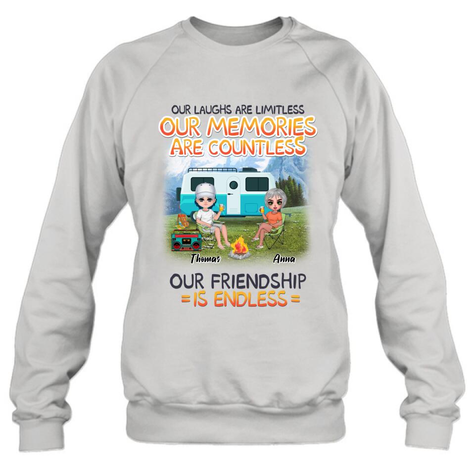 Personalized Mountain Camping Friends Shirt/Pullover Hoodie - Up to 8 People - Best Gift For Camping Lovers - We're More Than Just Camping Friends