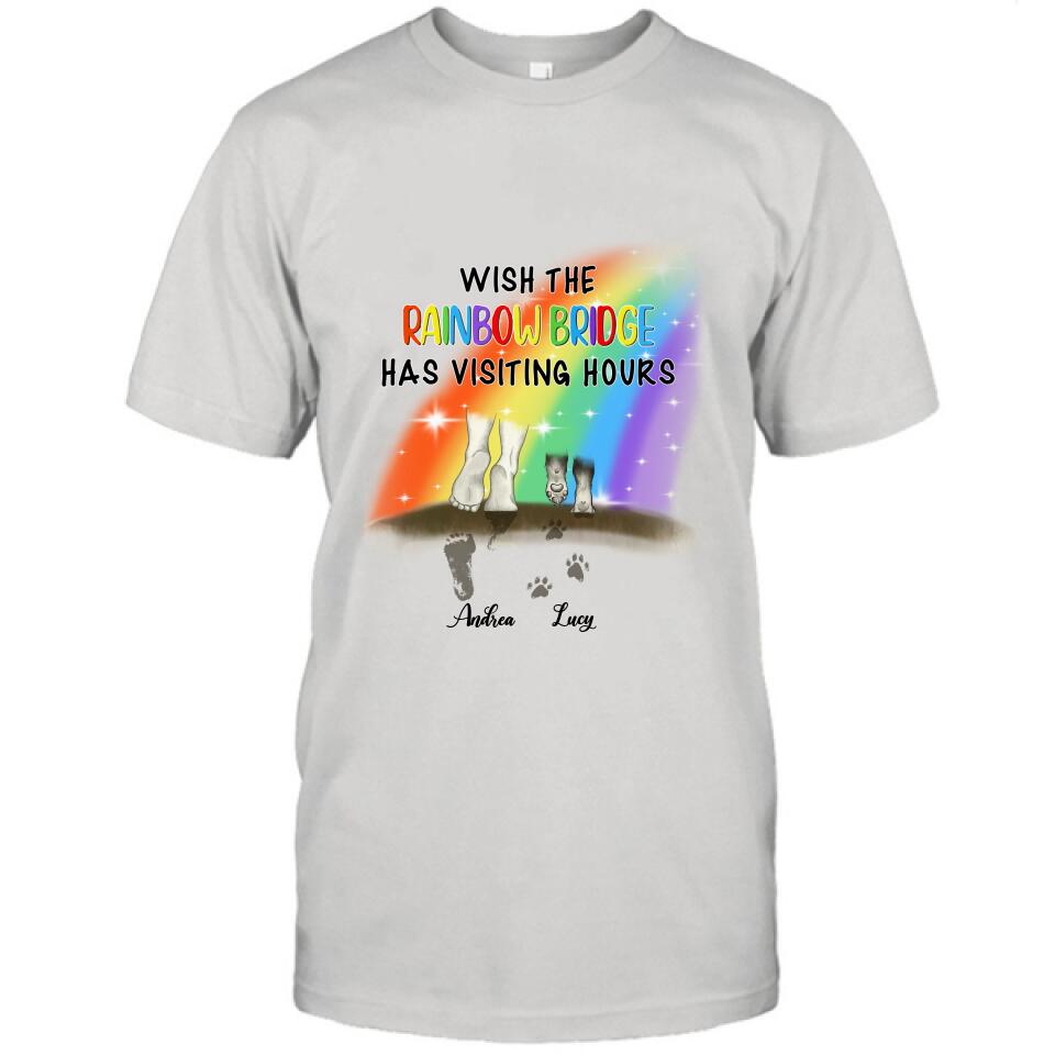 Personalized Dog's Paws T-shirt/Sweatshirt/Pullover Hoodie - Best Gift Idea For Dog Lovers - Wish The Rainbow Bridge Has Visiting Hours