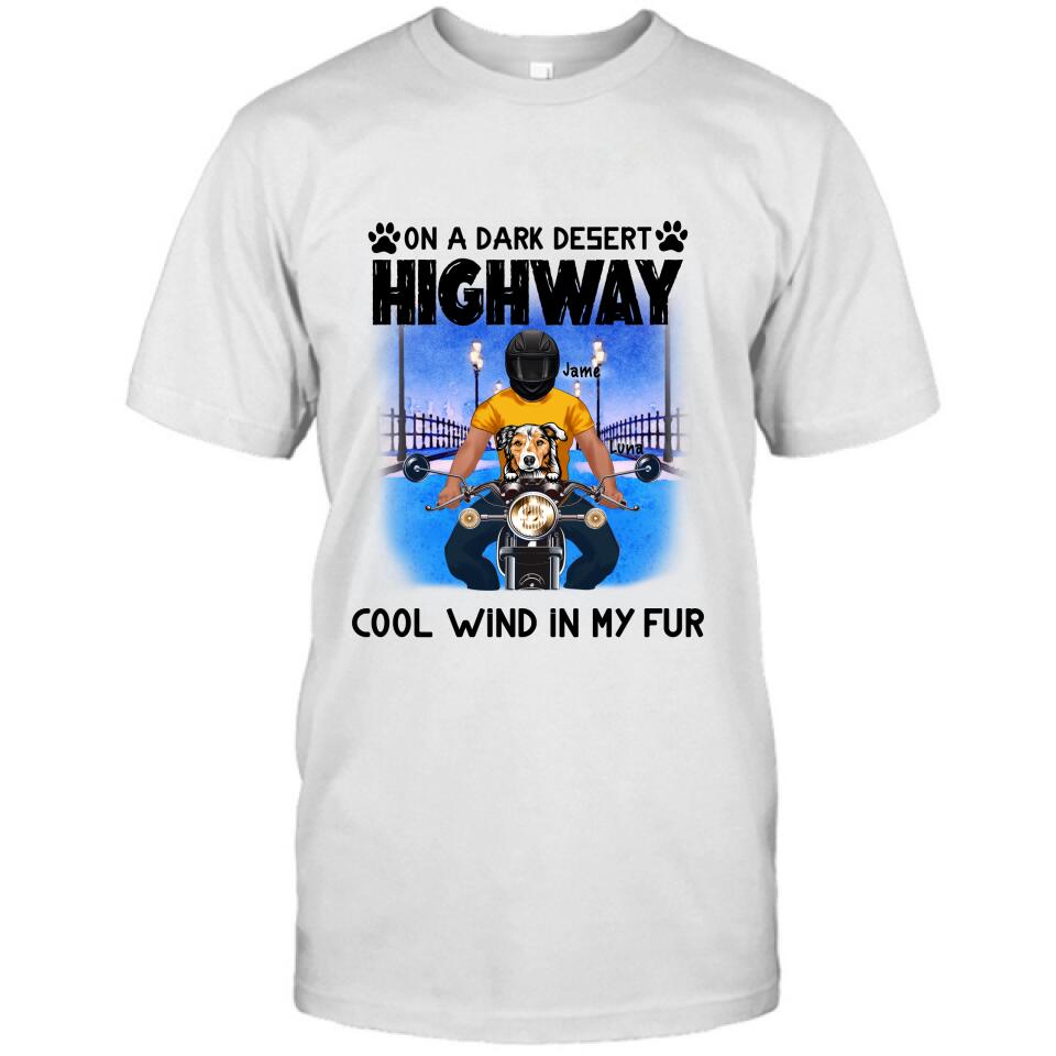 Personalized Dog With Bikers T-shirt - Gift For Dog Lover - Up to 3 Dogs - Cool Wind In My Fur