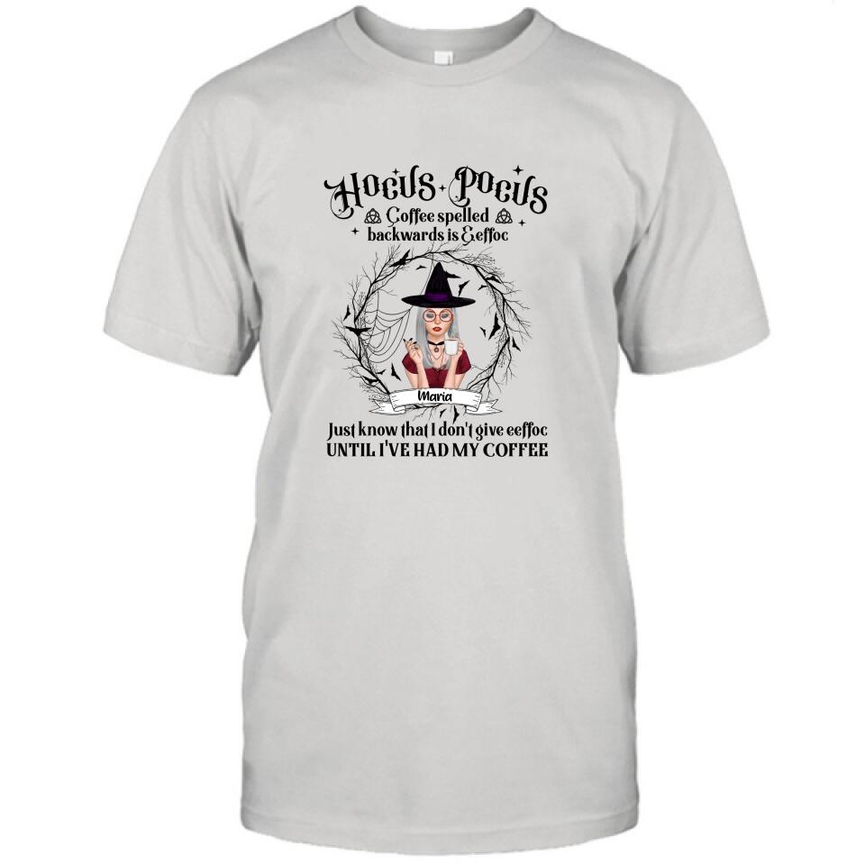 Personalized Witch T-Shirt/Hoodie - Gift for Friends, Halloween - Coffee Spelled Backwards - RYXW2G