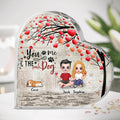 Personalized Couple & Dog Heart-Shaped Acrylic Plaque - Best Gift Idea For Couple/Dog Lovers - Up To 5 Dogs - You, Me & The Dog