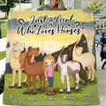 Personalized Horse Girl Fleece Throw Blanket/Quilt - Gift Idea For Horse Lovers with up to 4 Horses - Just A Girl Who Loves Horses