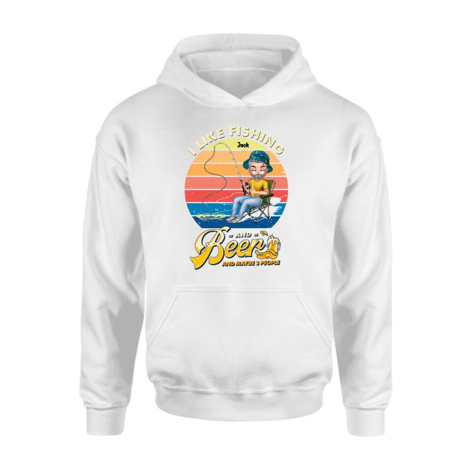 Personalized Fishing Man Unisex T-shirt/Hoodie - Gift For Father's Day/Fishing Lovers - I Like Fishing and Beer and Maybe 3 People