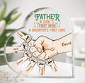 Personalized Father Heart-Shaped Acrylic Plaque - Up to 6 Kids - Best Gift Idea For Father's Day - Father A Son's First Hero A Daughter's First Love