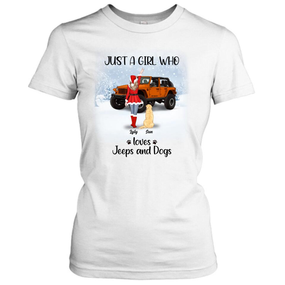 Personalized Christmas Off-road Girl T-shirt/Pullover Hoodie - Girl With Up to 4 Pets - Christmas Gift For Dog/Cat Lover - Just A Girl