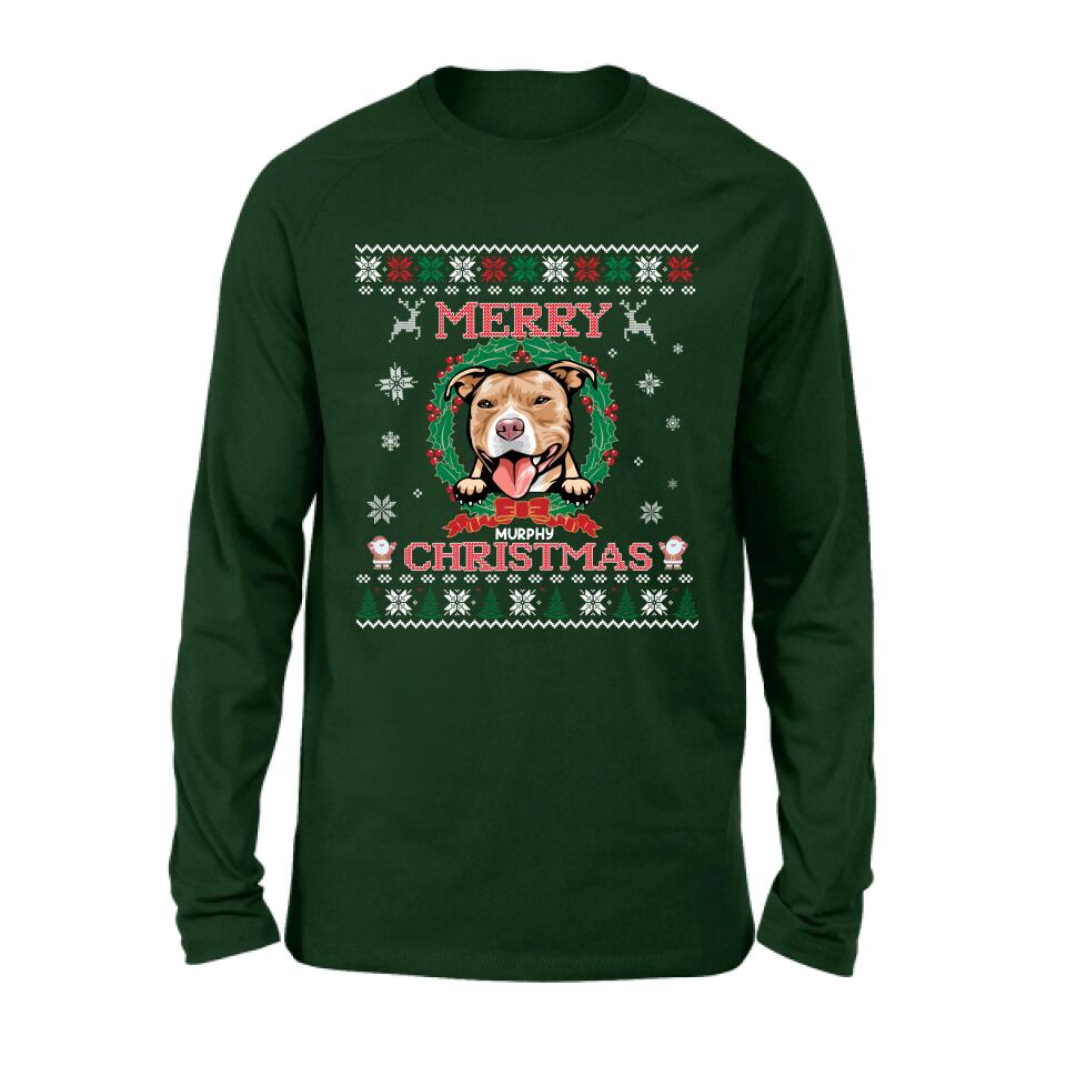 Personalized Dog Sweatshirt - Up to 5 Dogs - Best Gift For Dog Lover - Merry Christmas