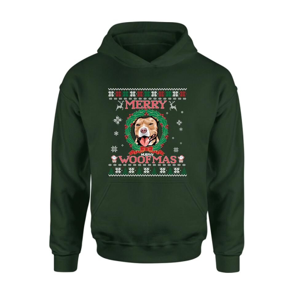 Personalized Dog Sweatshirt - Up to 5 Dogs - Best Gift For Dog Lover - Merry Woofmas