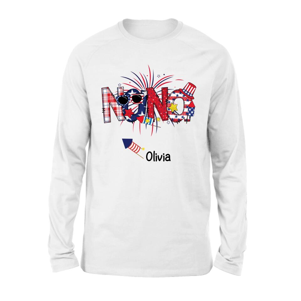 Personalized Grandma Shirt/Hoodie - 4th of July Mimi Shirt With Child Names - Up To 10 Children - Gift Idea For Grandma