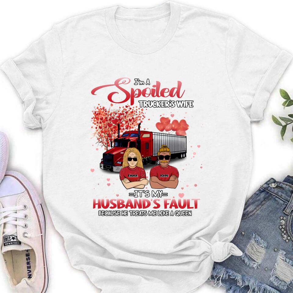 Personalized Trucker Shirt - Gift Idea For Trucker/Couple - I'm A Spoiled Trucker's Wife