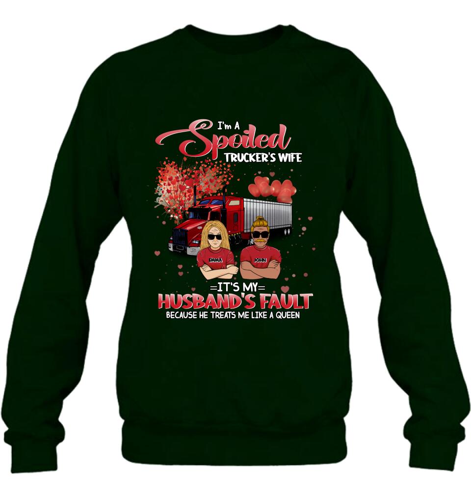 Personalized Trucker Shirt - Gift Idea For Trucker/Couple - I'm A Spoiled Trucker's Wife