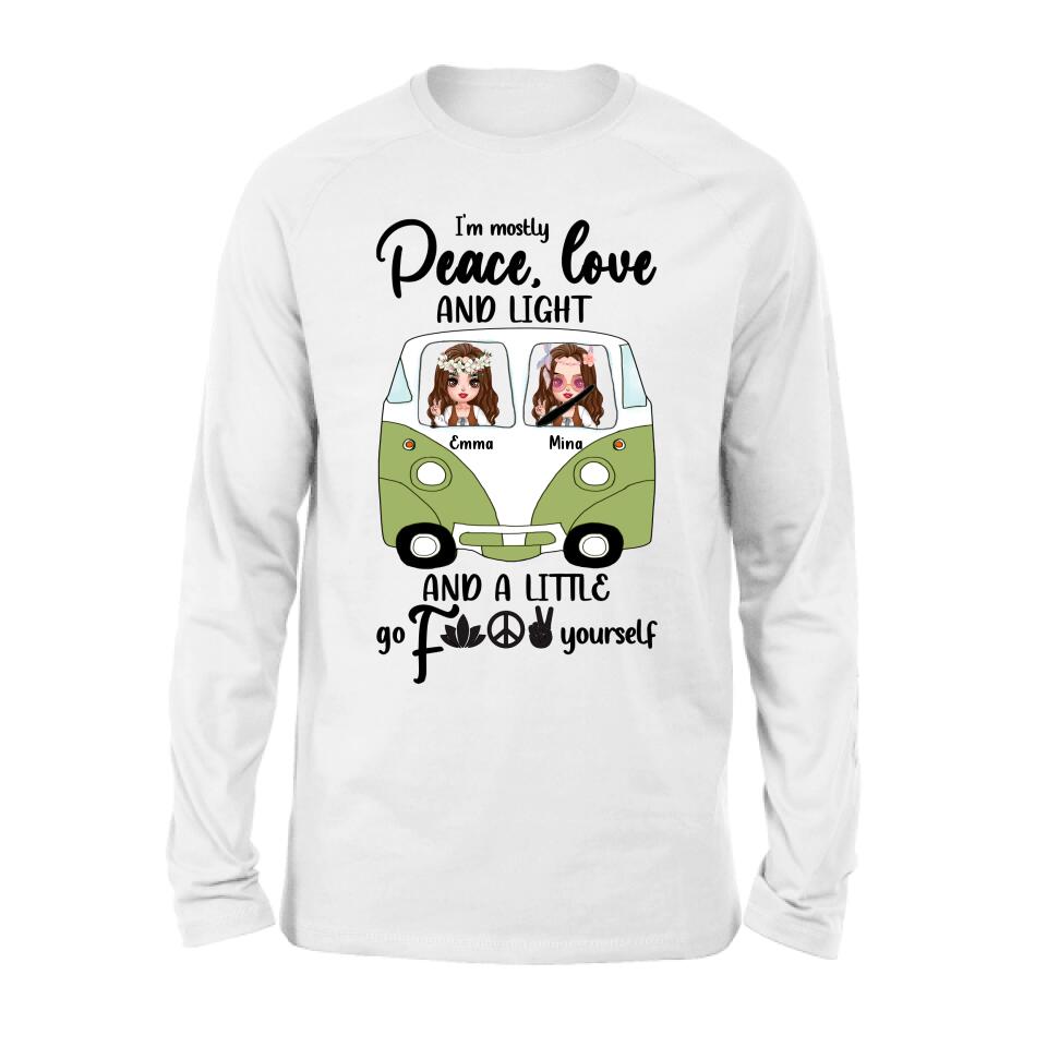Personalized Hippie Girls T-Shirt/Long Sleeve/Sweatshirt/Pullover Hoodie - Gift For Hippies/Hodophiles/Friends - Stay Trippy Little Hippie