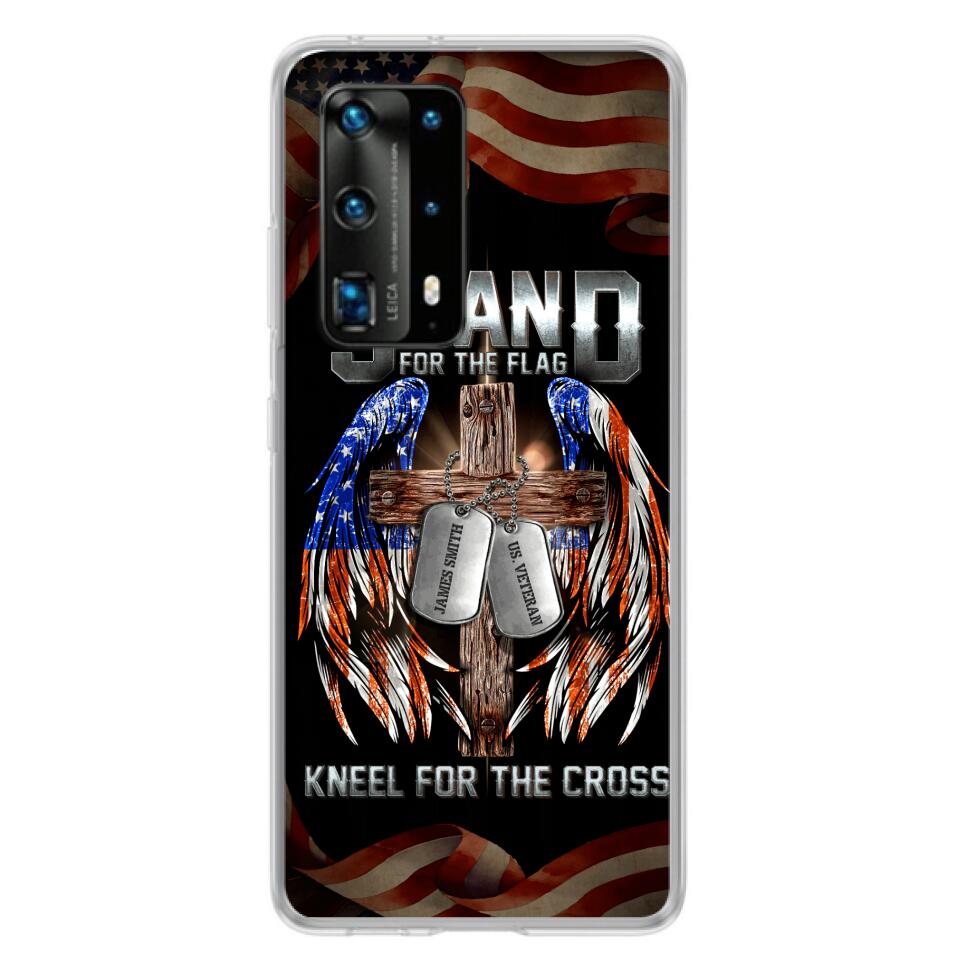 Custom Personalized U.S Veteran Phone Case - Gift Idea for Father/Veteran/ Independence Day - Stand For The Flag Kneel For The Cross - Case For Xiaomi, Oppo And Huawei