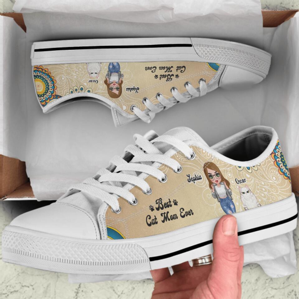 Personalized Pet Mom Front Sneakers - Up to 5 Dogs/Cats - Gift Idea For Dog/Cat Lover - Best Cat Mom Ever