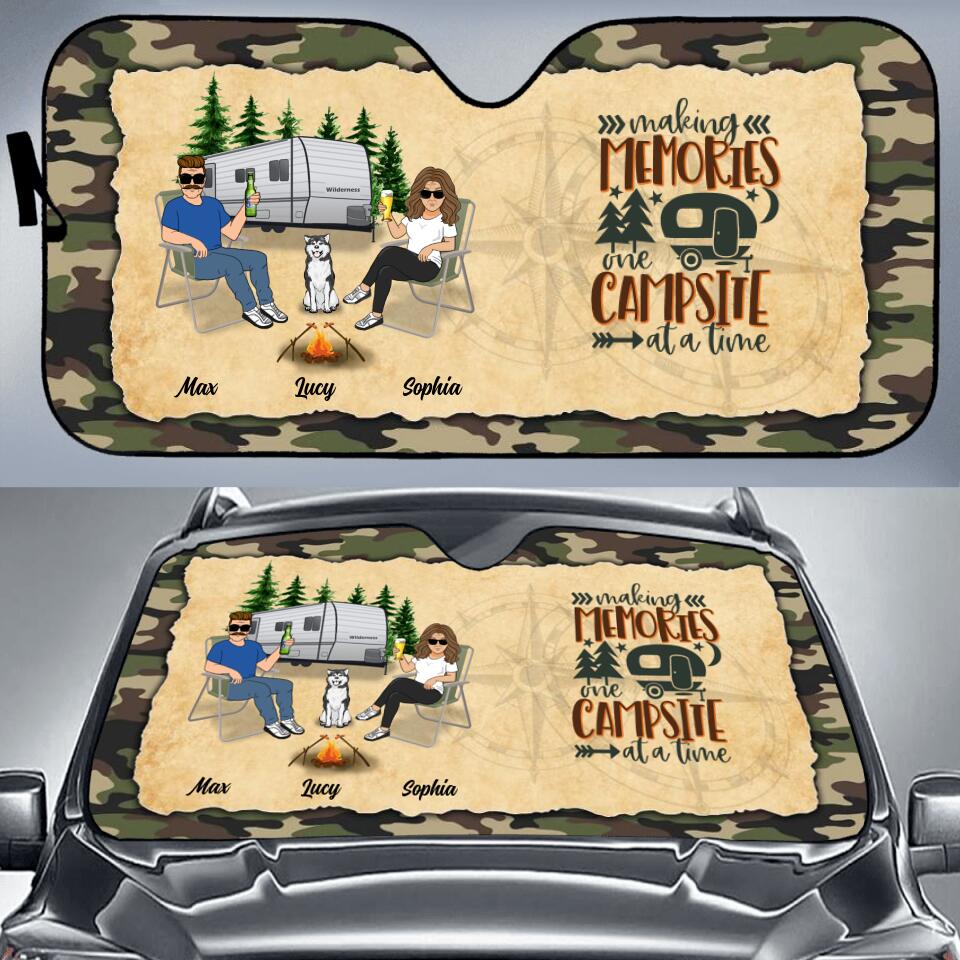 Personalized Camping Windshield Sunshade - Gift Idea For Couple/Single/Camping Lover - Making Memories One Campsite At A Time