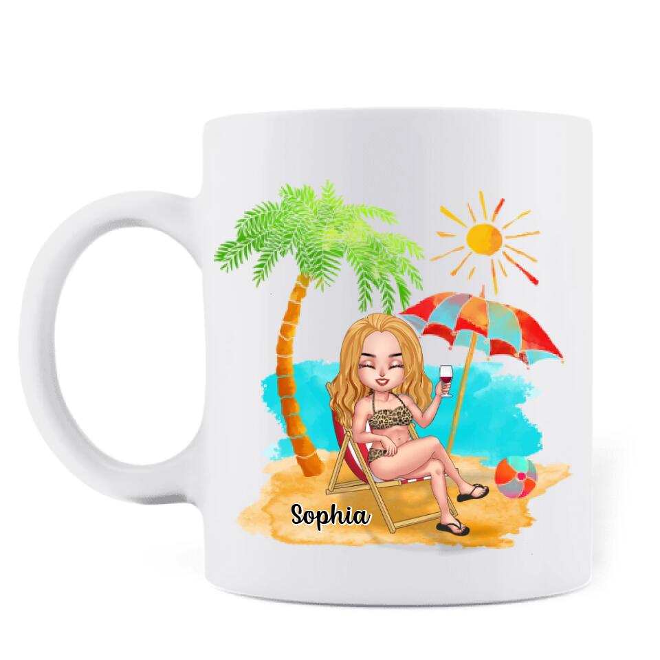 Personalized Bikini Girl Mug - Gift Idea For Friends - Might Be Water Might Be Wine