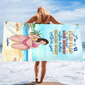 Custom Personalized Beach Girl Beach Towel - Gift Idea For Beach Girls/Beach Lovers - I'm A Flip Flop Wearin' Wine Drinkin' Sun Bathin' Beach Goin' Kinda Girl