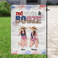 Personalized Friends Flag Sign - Up to 6 People - Gift Idea For Friends/Sisters/Independence Day - Red, White And Boozed
