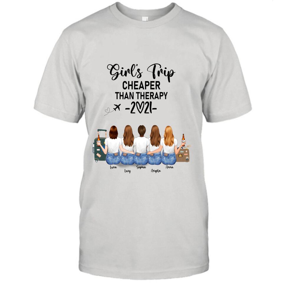 Personalized Friends T-Shirt/Hoodie - Up to 5 Girls - Best Gift For Friends Girl's Trip Cheaper Than Therapy