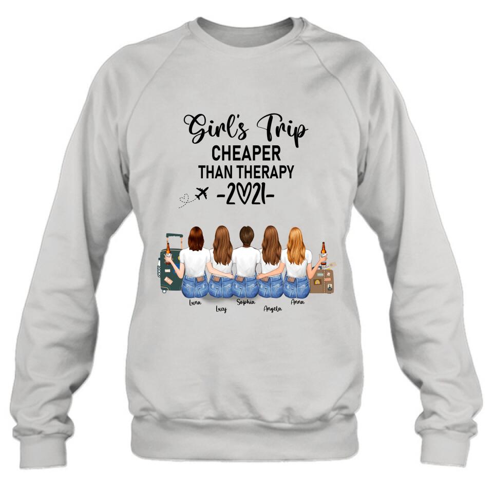 Personalized Friends T-Shirt/Hoodie - Up to 5 Girls - Best Gift For Friends Girl's Trip Cheaper Than Therapy