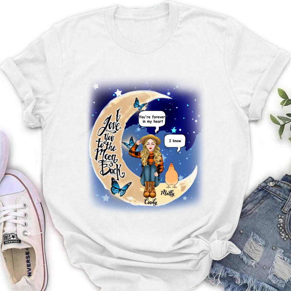 Personalized I Love You To The Moon & Back Chicken Lover Shirt/Pullover Hoodie - Up to 5 Chickens