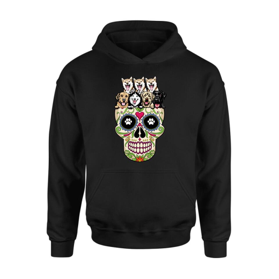 Personalized Sugar Skull Pets T-shirt/Hoodie/Sweatshirt/Sleeve - Gift for Dog/Cat Lovers - Up to 7 Pets