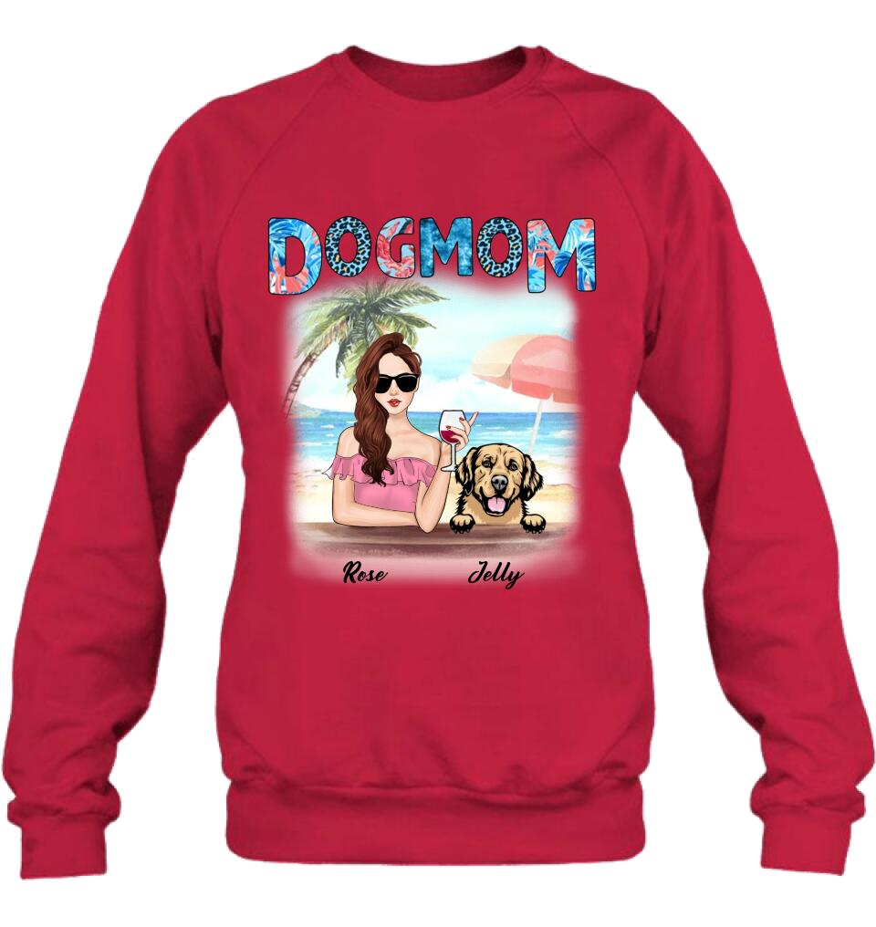 Personalized Dog Mom Summer Patterned Shirt/Hoodie - Up to 4 Dogs - Gift Idea For Dog Mom