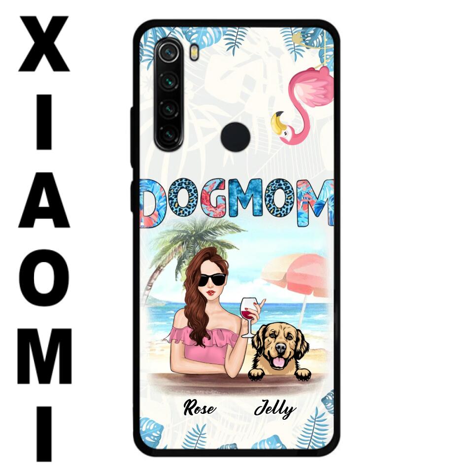 Personalized Dog Mom Summer Patterned Phone Case - Up to 4 Dogs - Gift Idea For Dog Mom - Case For Xiaomi, Oppo And Huawei
