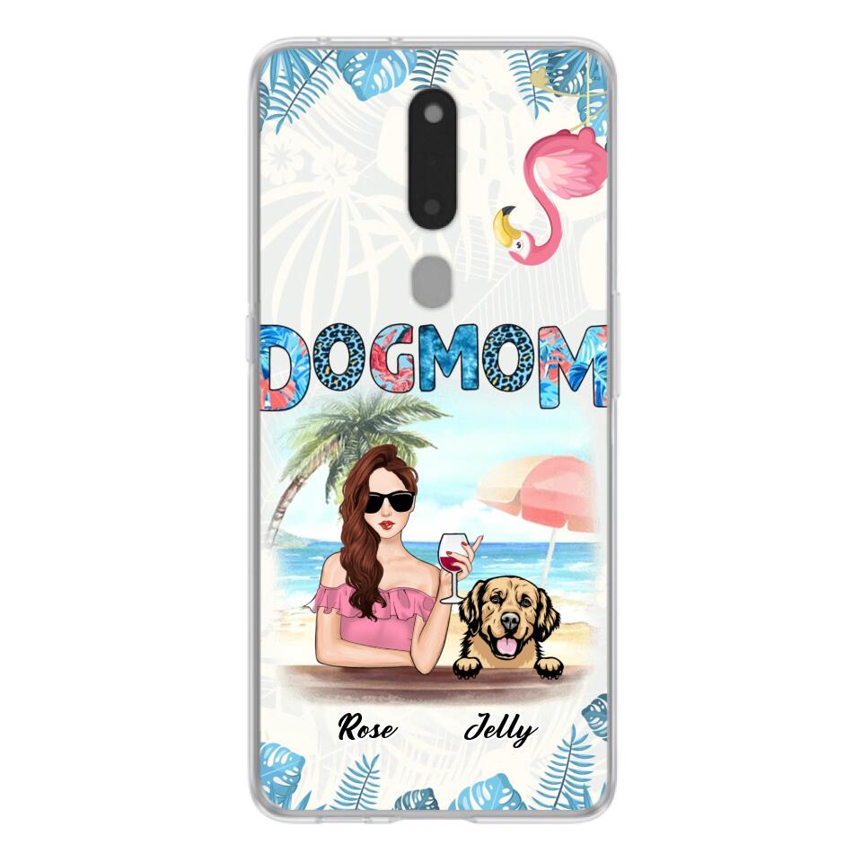 Personalized Dog Mom Summer Patterned Phone Case - Up to 4 Dogs - Gift Idea For Dog Mom - Case For Xiaomi, Oppo And Huawei