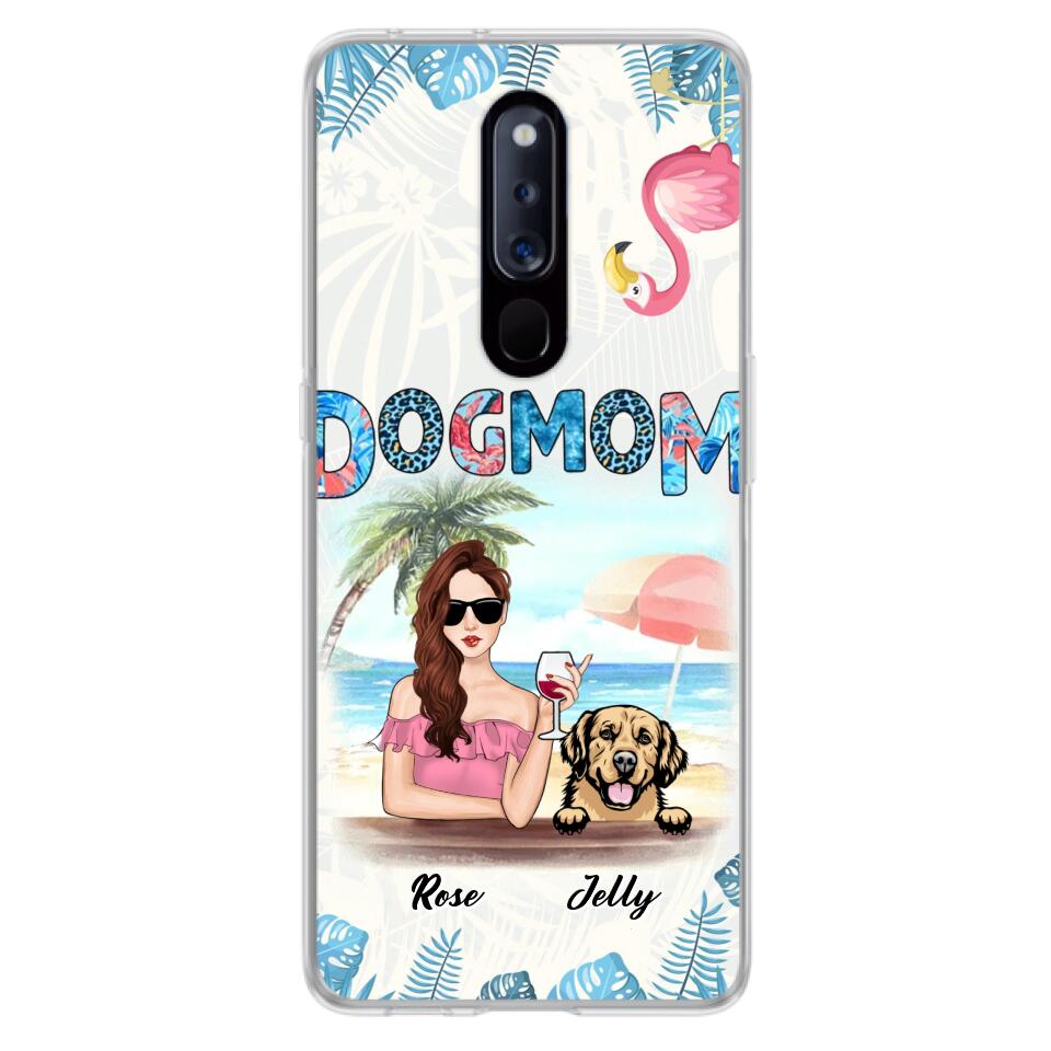 Personalized Dog Mom Summer Patterned Phone Case - Up to 4 Dogs - Gift Idea For Dog Mom - Case For Xiaomi, Oppo And Huawei