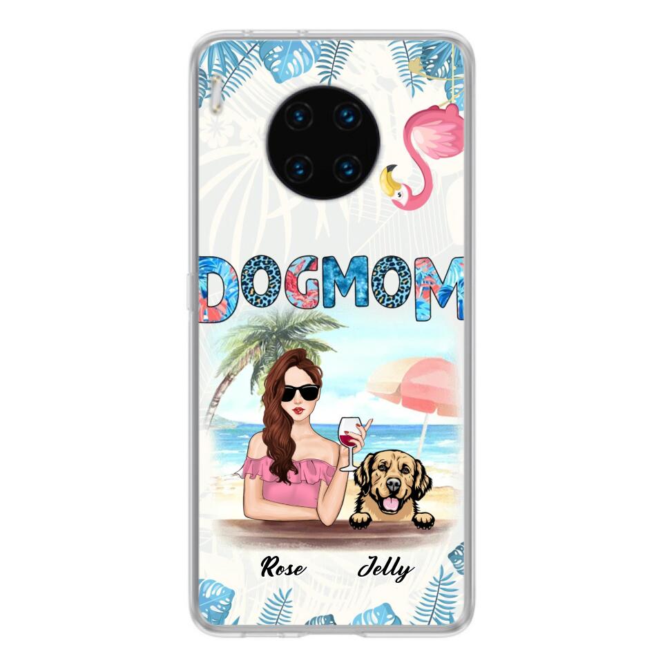 Personalized Dog Mom Summer Patterned Phone Case - Up to 4 Dogs - Gift Idea For Dog Mom - Case For Xiaomi, Oppo And Huawei