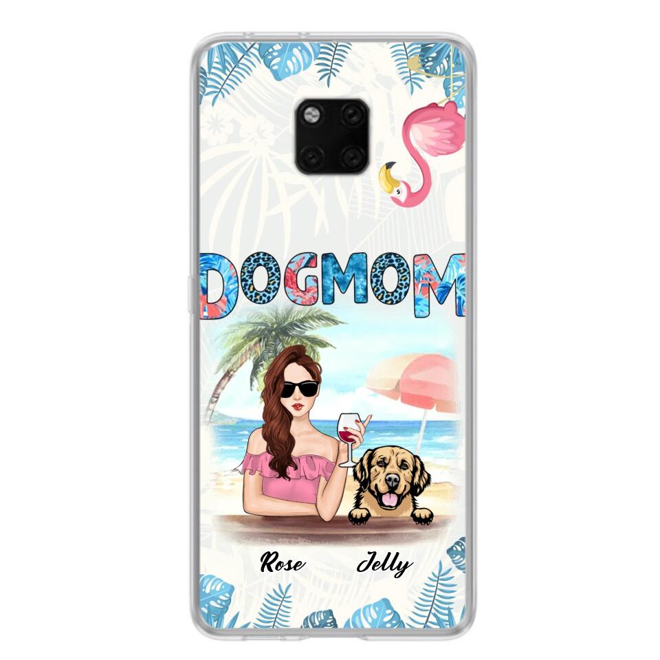 Personalized Dog Mom Summer Patterned Phone Case - Up to 4 Dogs - Gift Idea For Dog Mom - Case For Xiaomi, Oppo And Huawei