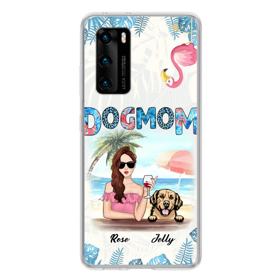 Personalized Dog Mom Summer Patterned Phone Case - Up to 4 Dogs - Gift Idea For Dog Mom - Case For Xiaomi, Oppo And Huawei