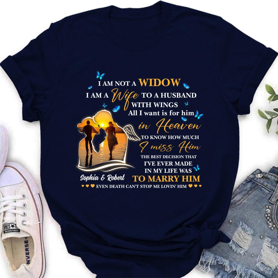 Personalized Couple Shirt - Memorial Gift Idea For Couple - I Am A Wife To A Husband With Wings