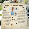 Personalized Don't cry sweet Mama Fleece Blanket/Quilt - Memorial Gift Idea For Dog/Cat Lover