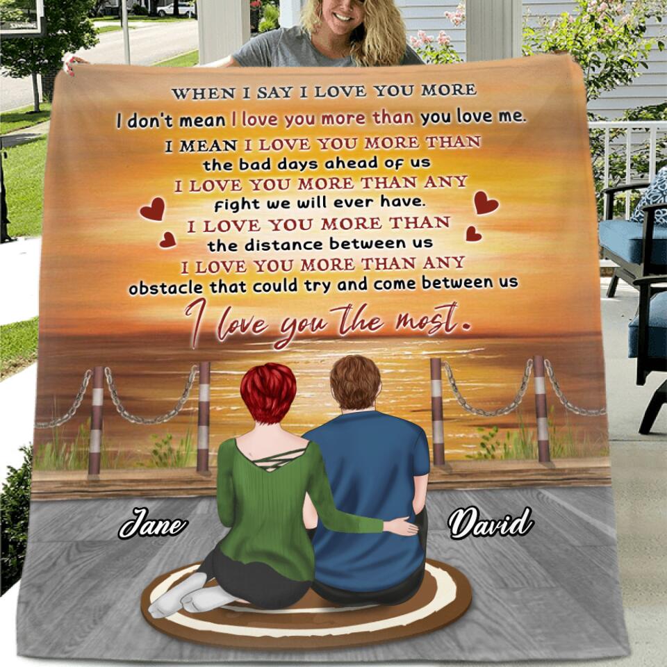Personalized Couple Quilt/Fleece Blanket - Gift Idea For Couple - I Love You The Most