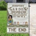 Personalized Pet Garden Flag Sign - Up to 5 Pets - Funny Gardening Gift For Dog/Cat Lover - Once Upon A Time There Was A Girl Who Really Loved Cats & Gardening