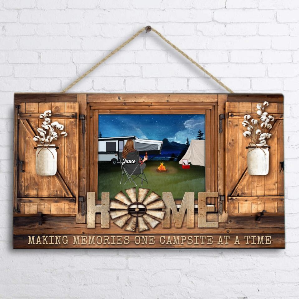 Personalized Night Camping Door Sign - Parents With Up to 6 Pets - Gift For Camping Lover - Making Memories One Campsite At A Time