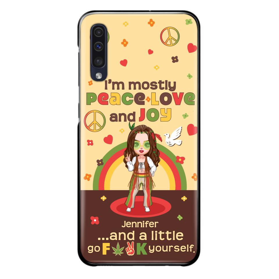 Custom Personalized Chibi Girl Case for iPhone/ Samsung - Gift Idea For Best Friend - I'm Mostly Peace Love and Joy