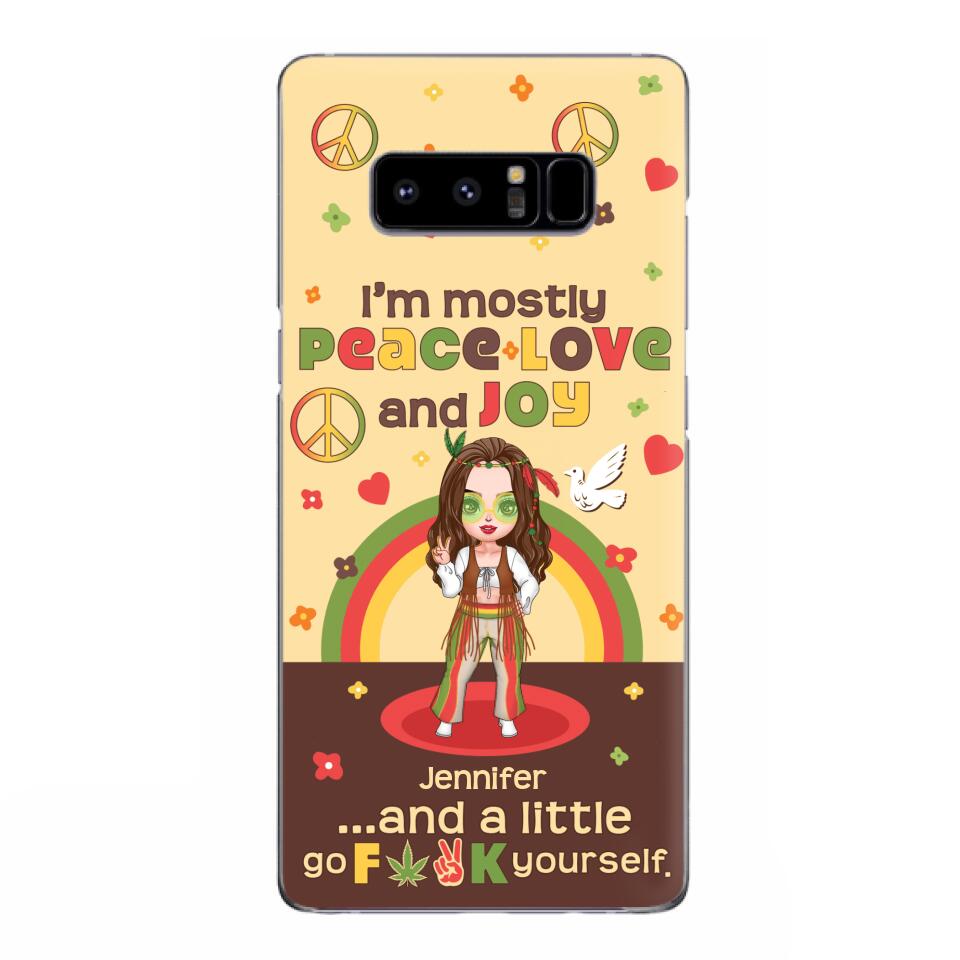 Custom Personalized Chibi Girl Case for iPhone/ Samsung - Gift Idea For Best Friend - I'm Mostly Peace Love and Joy