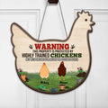 Personalized Chicken Door Sign - Best Gift For Chicken Lovers - Up to 7 Chickens - This Property Is Protected By Highly Trained Chickens, Not Responsible For Injury Or Possible Death